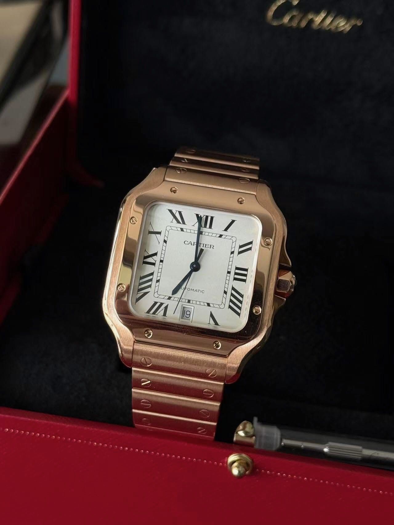 Cartier Santos Large 18K PVD Rose Gold Men’s Watch
