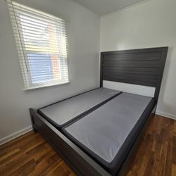 Queen Bed Frame, Headboard And Box Spring