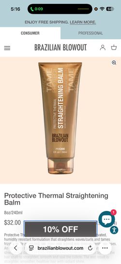 Brazilian Blowout Protective Thermal Straightening Balm, 8 oz (240 ml).