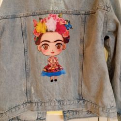 3D Denim Frida Kahlo Jacket