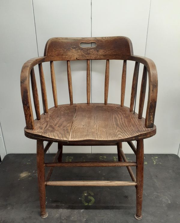 1950's Antique Oak Spindle Back Captain's Chair for Sale in Los Angeles