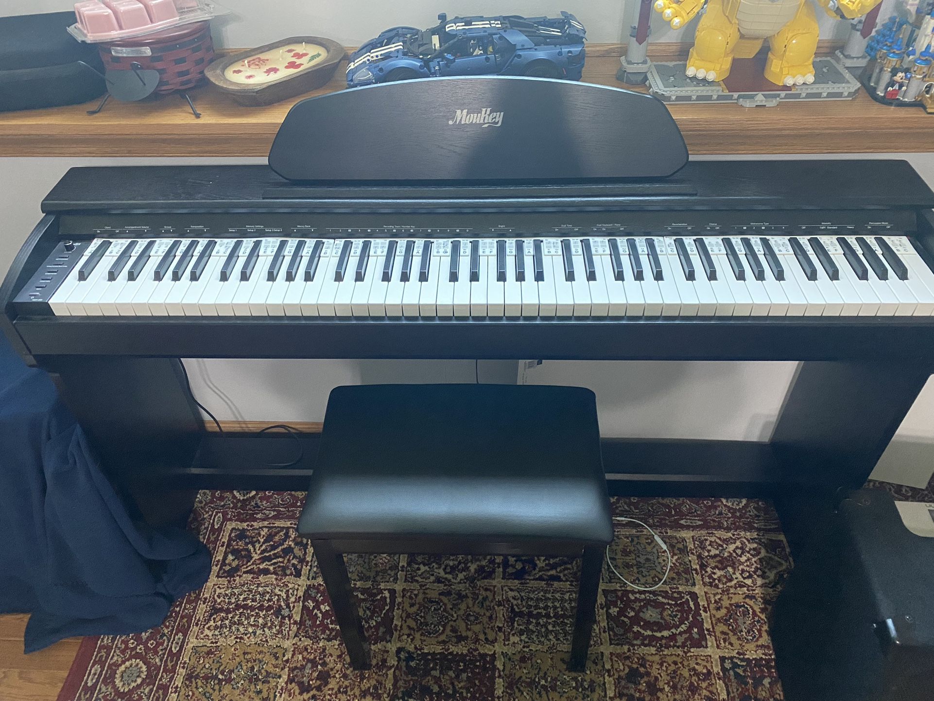 Moukey MDP-350 88 Key Digital Piano Semi-Weighted Action with Bench and Manual