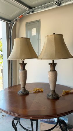 Vintage Grey Marble Brass Urn Style Lamp