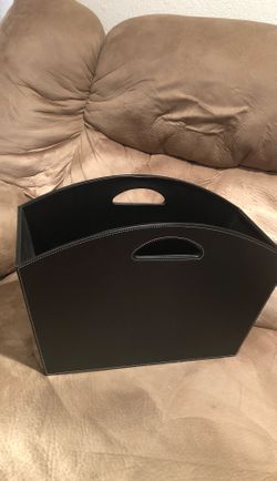 Contemporary leather magazine storage $22