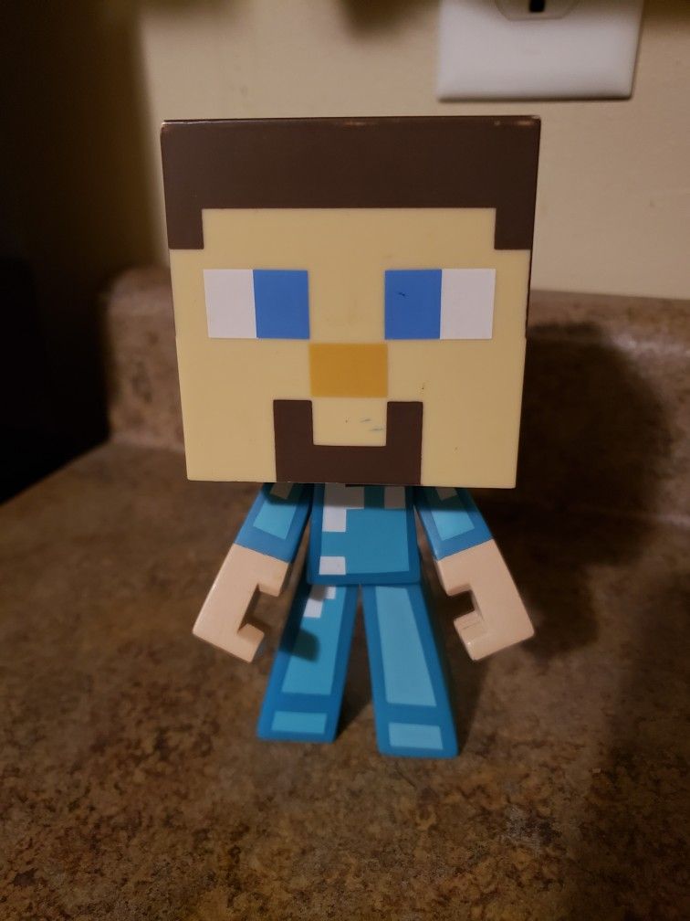 Minecraft Steve Block Figure Notch 5 5/8" Plastic - No Hat or Sword Cake decor?