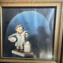 M.I. Hummel Little Pharmacist #322 and Doll Bath #319 Pictures in Frame 10x8 in
