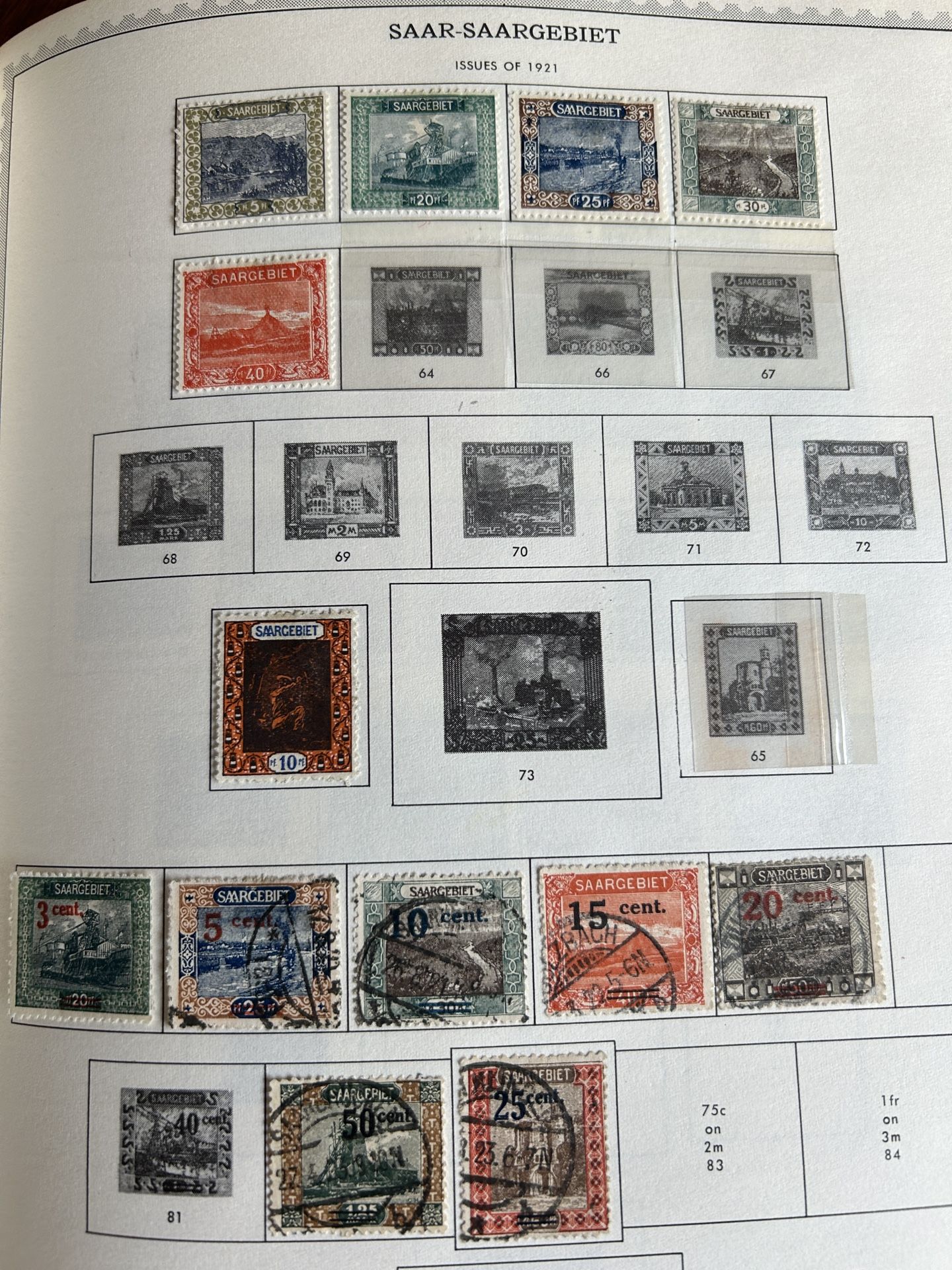 SAAR Saargebiet overprint lot of 13 postage stamps issued 1921