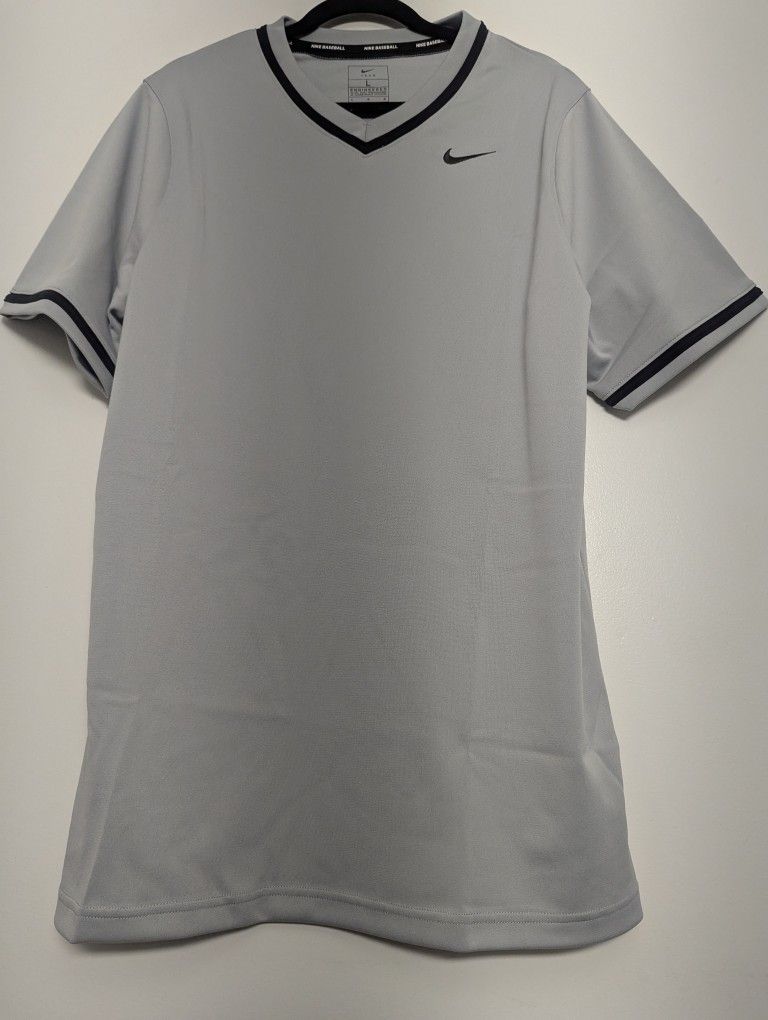 Nike Baseball Jersey Vapor Select Full V Neck Gray Men's Size Large DM4123-058