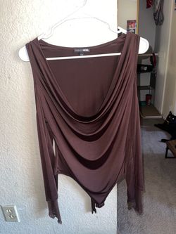 Fashion Nova Brown Draped Bodysuit