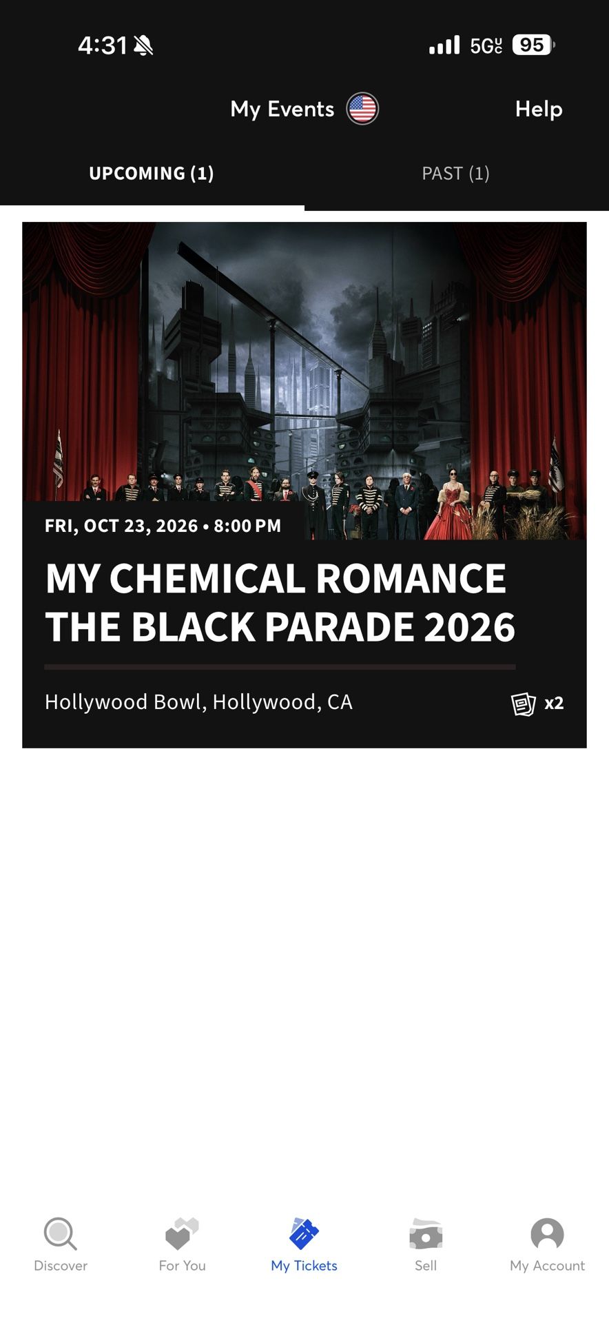 My chemical romance The Black Parade Tour 2026 ticket
