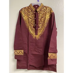 Men's African Suit Dashiki/ Pants Outfit Traditional 2 Piece Set- SMALL -Red-NEW-LL