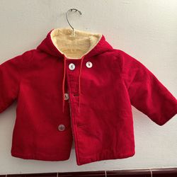 Reversible Hooded Red Cordorouy Sherpa Jacket