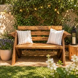 Solid wooden bench