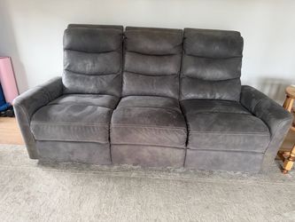 Gray Microfiber 3-Seat power Reclining Sofa