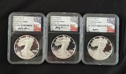 PF 70 ULTRA CAMEO Silver Eagle (3) Coin Bundle