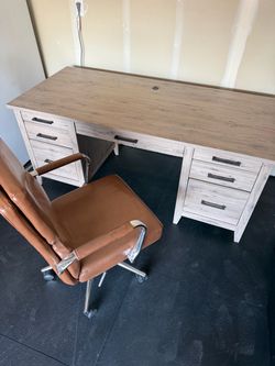 Desk and Leather Chair