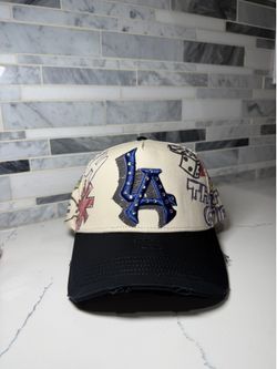 Thryv Los Angeles Dodgers Graffiti Style Hat Black Beige Blue MLB Baseball