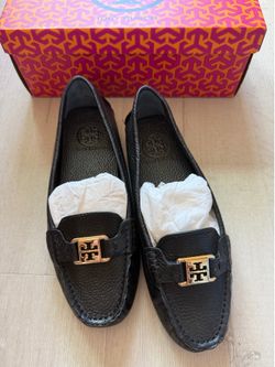 New Tory Burch Black Leather Loafers