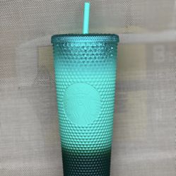 Starbucks mint blue teal green waxberry gradient venti bling Studded Tumbler