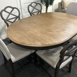 Furniture- 7 Pc Classic Dining Set With Leaf- Mandeville