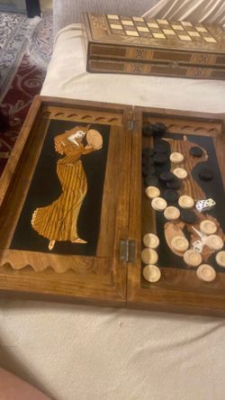 Vintage wooden handmade backgummon