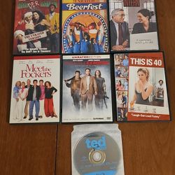 6 DVD + 1 Blu Ray Comedy Movies - Bad Santa, Beerfest, Intern, Ted, This is 40