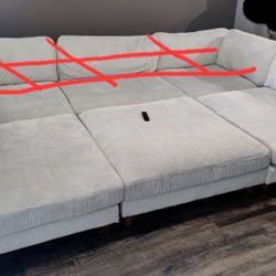 SOFT and CLEAN THREE 3 Piece White Corduroy Sectional Couch