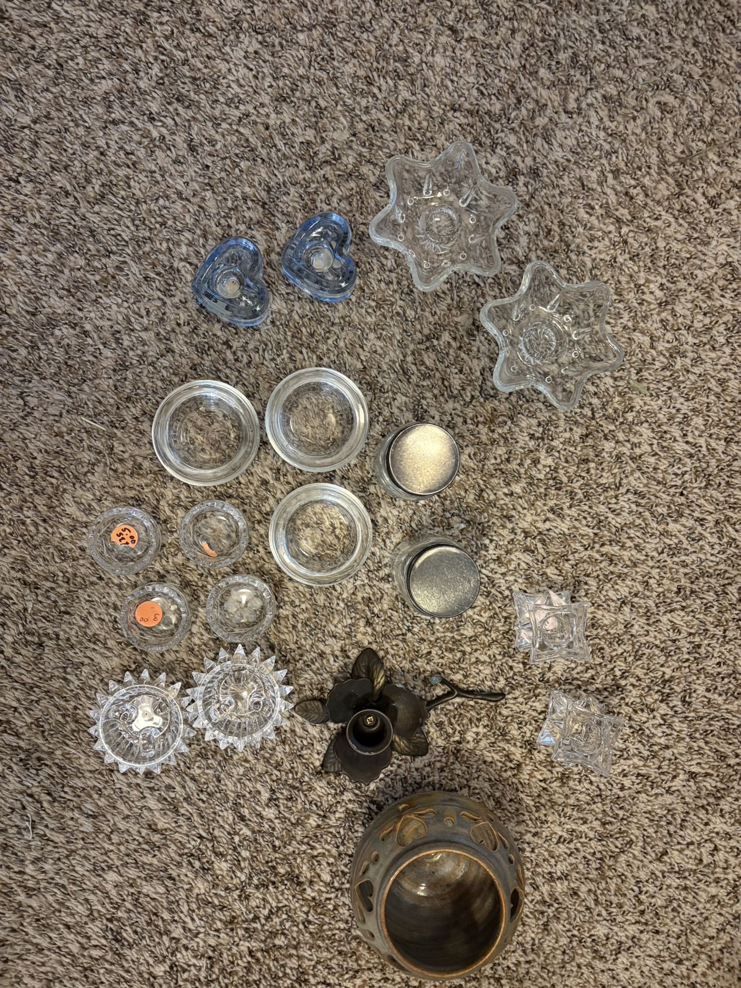 Assortment of glass candle holders