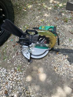 The Metabo HPT C10FCH2 10-inch single-bevel compound miter saw featuring  a built-in laser marker system