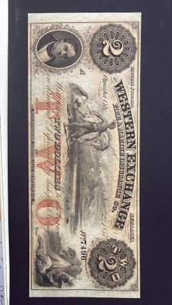 $2 certificate from November 2, 1857. Western Exchange Fire and Marine Insurance Company