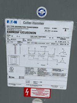 TRANSFORMER: X48M28FCUEENON 112.5 KVA-208Y/120 FOR $8900 LIMITED TIME ONLY!!!!