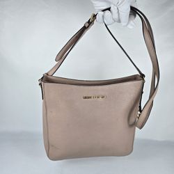 Michael Kors Crossbody Bag Nude Blush Leather Gold Hardware Adjustable Strap
