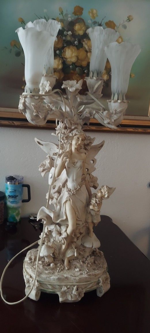 Antique Porcelain Lamp Statue