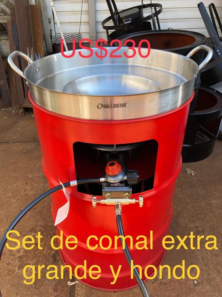 Set De Comal Extra Grande Y Hondo Con Base De Tambo Completo