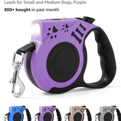 Retractable Dog Leash with USB Rechargeable Flashlight for Night Walks, 16FT 