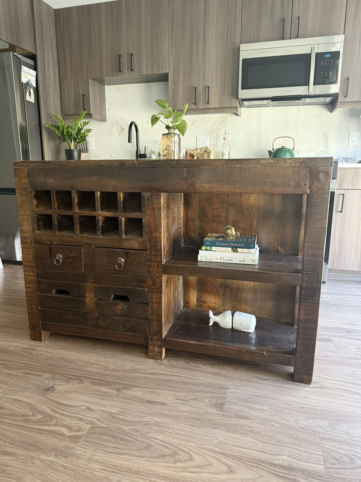 Rustic Wooden Kitchen Island