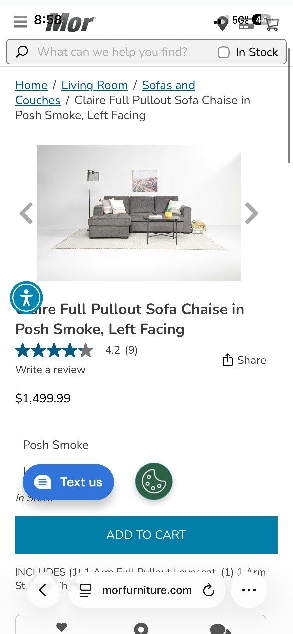 Claire Full Pullout Sofa Chaise 