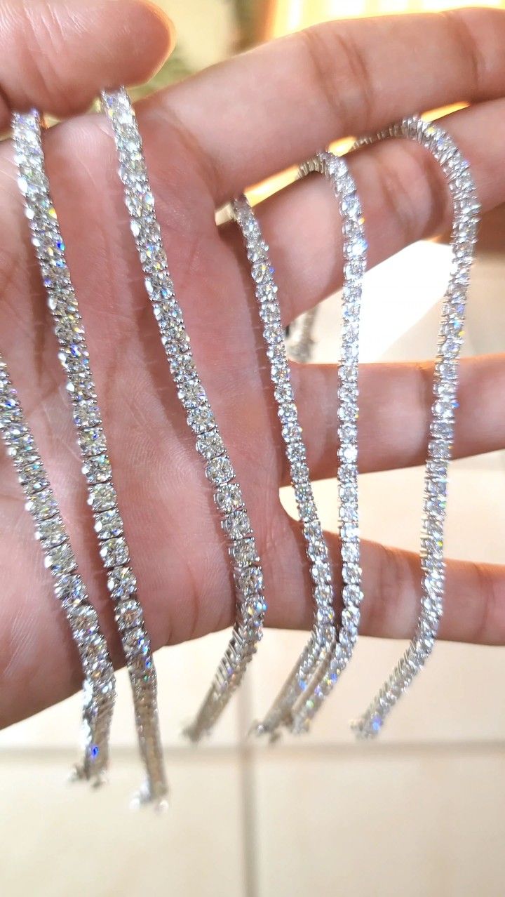 925 Silver Tennis Moissanite Bracelets Made In Italy For Men Women And Kids