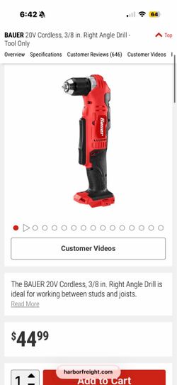 Bauer 3/8” right angle drill