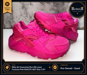 Nike Air Huarache Run GS Laser Fuchsia Pink 654275-607 Size 3.5Y Shoes