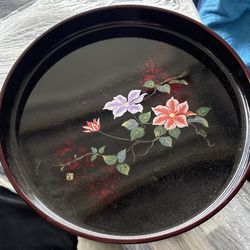 Vintage Hand-Painted Lacquer Serving Tray