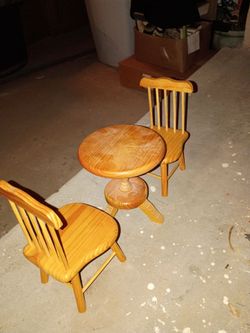 Doll wooden table and chair furniture
