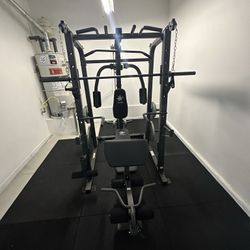 Vesta Fitness Smith Machine 1001 w/Bench Attachment | 245lb Cast Iron Olympic Weights | 7ft Olympic Bar | Fitness | Gym Equipment | FREE DELIVERY 🚚 