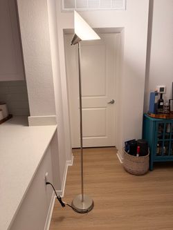 Brushed Nickel Floor Lamp with Adjustable Shade