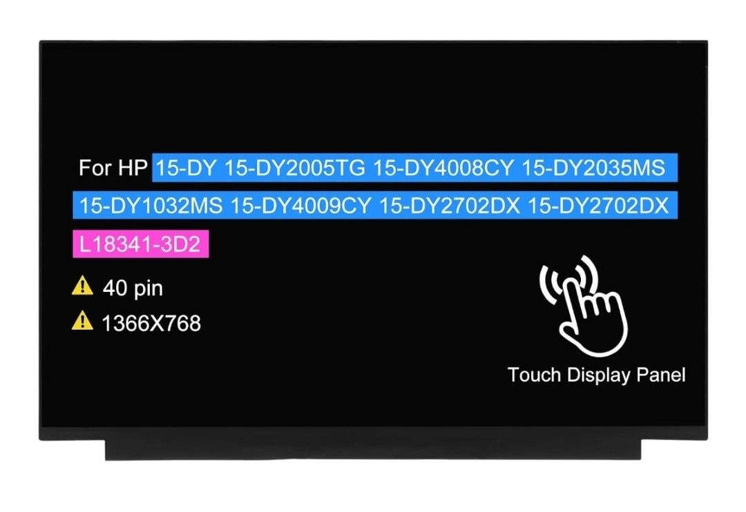 15.6" LCD Screen Replacement for HP 15-DY 15-DY2005TG 15-DY4008CY 15-DY2035MS 15-DY1032MS 15-DY4009CY 15-DY2702DX 15-DY2703DX L18341-3D2 Touch Display
