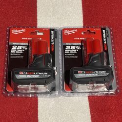 NEW 12V MILWAUKEE 5.0AH HIGH OUTPUT BATTERIES 