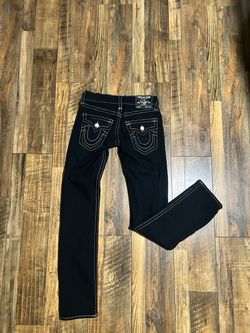 True Religion Black Jeans with White Stitching