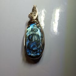 Sterling Silver Labradorite Scorpio Hand Wrapped Pendant 