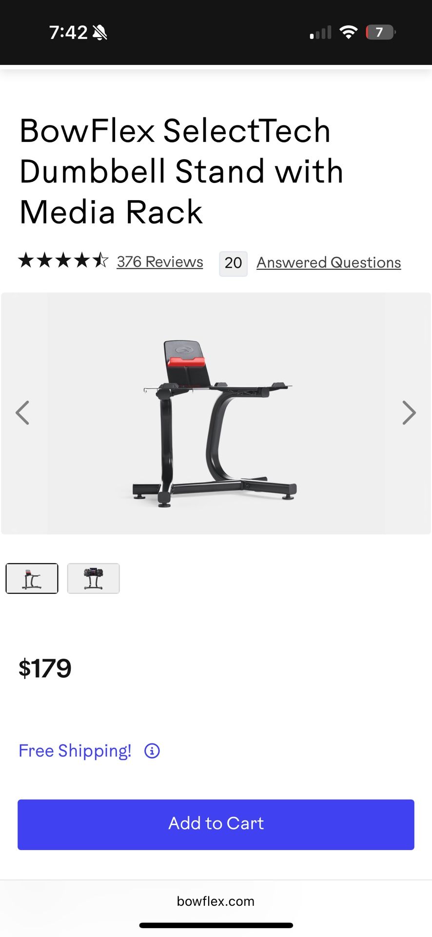 BowFlex SelectTech Dumbbell Stand with Media Rack