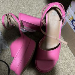 Hot pink chunky heel platform